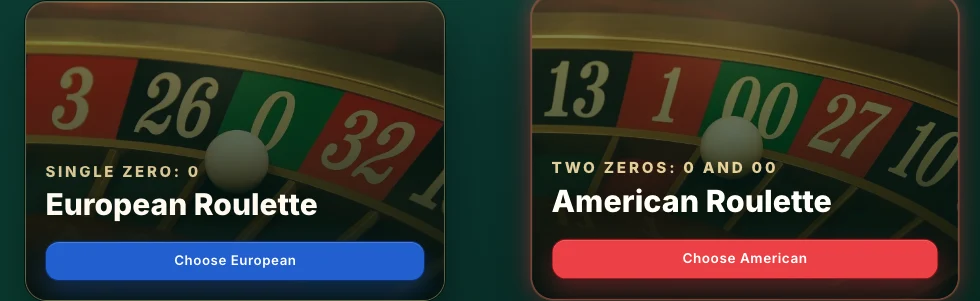 European and American roulette selection in Roulette Lab