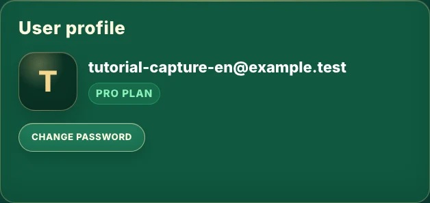 Profile and password