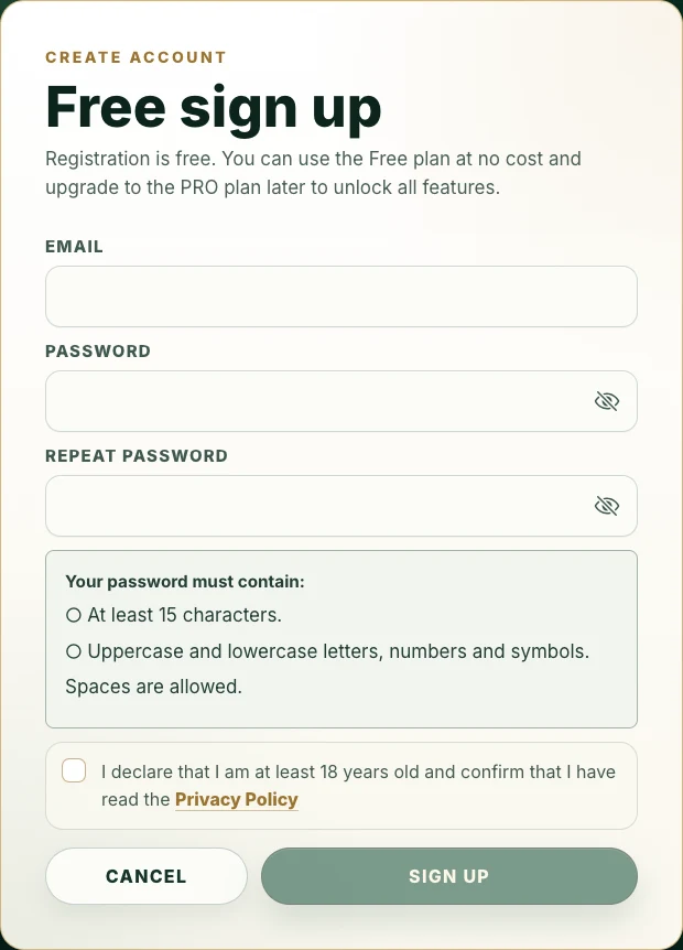 Create your account